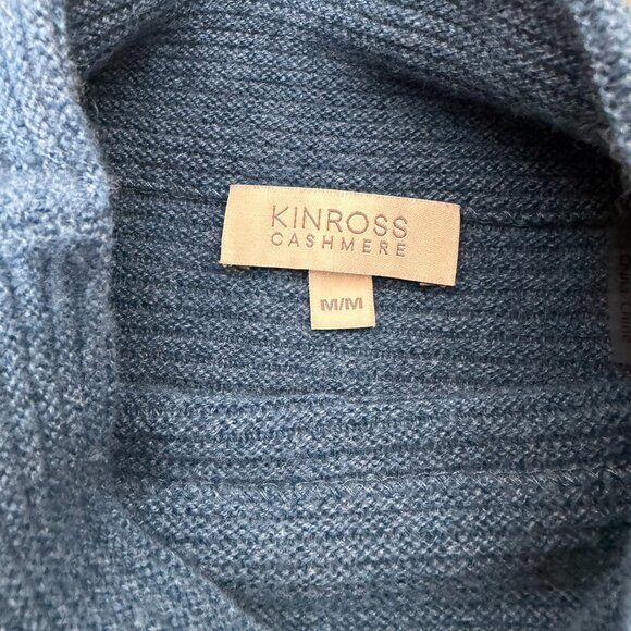 Kinross Cashmere Mock Neck Rib Cashmere Sweater Size M Teal - Picture 5 of 9
